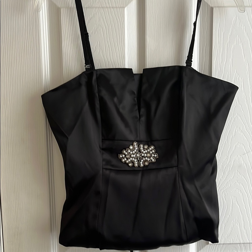 Elegant Black Strapless Top with Embellishment